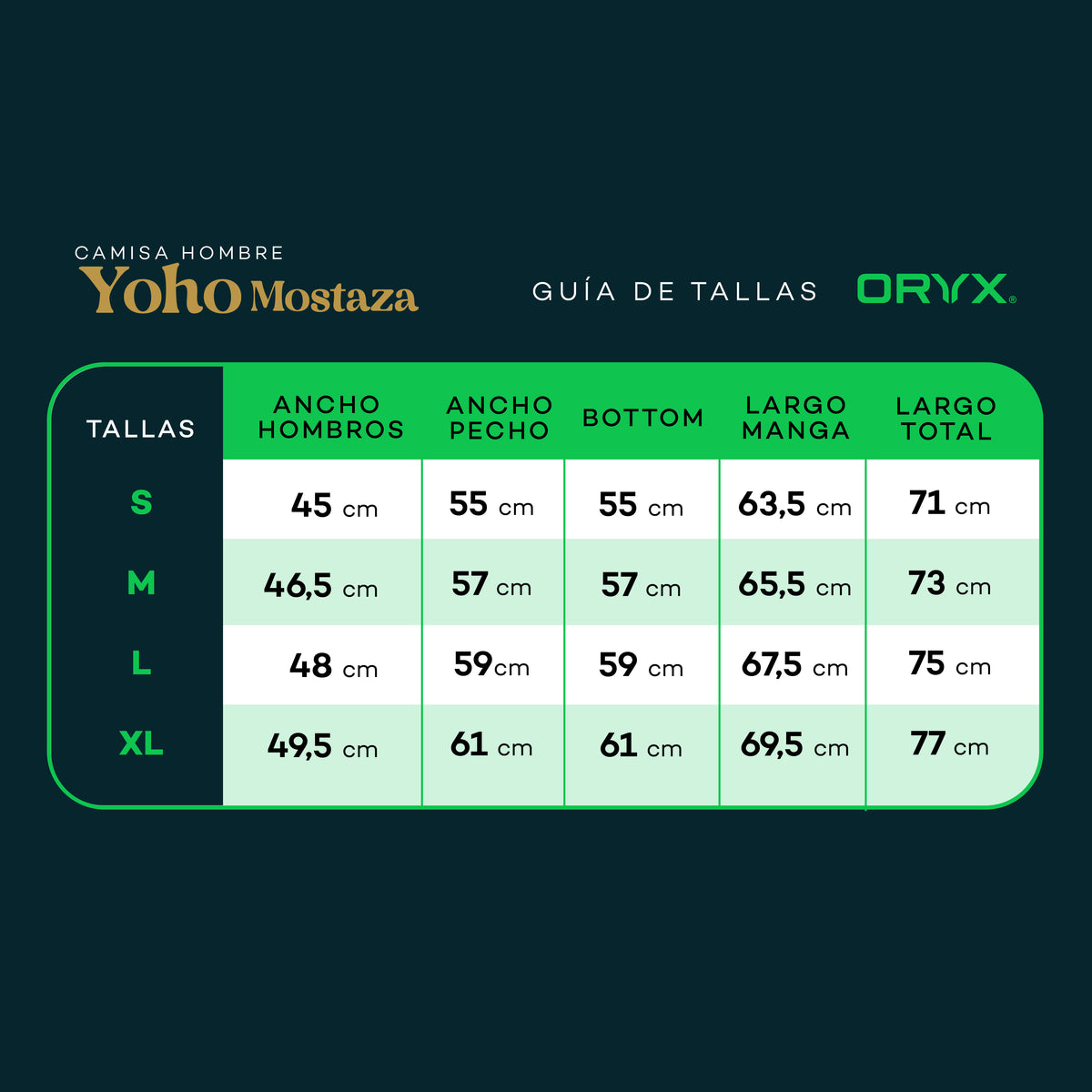 Camisa ORYX YOHO Mustard Hombre